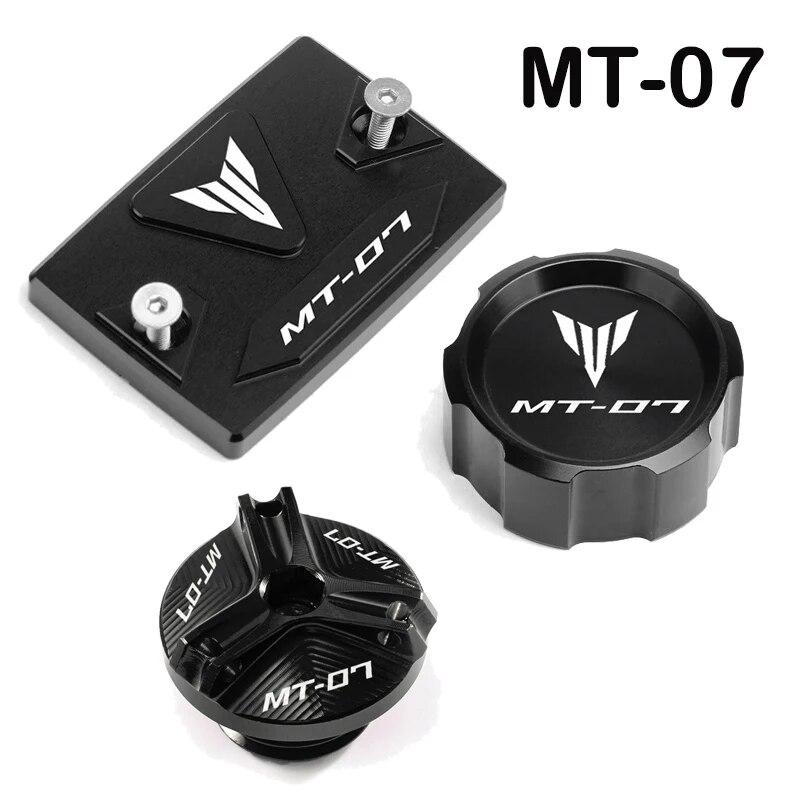 For Yamaha MT09 mt 09 07 2014- MT07 -2023 Accessories Motorcycle Front and Rear Brake Tank Cap + Engine Oil Filler Cap