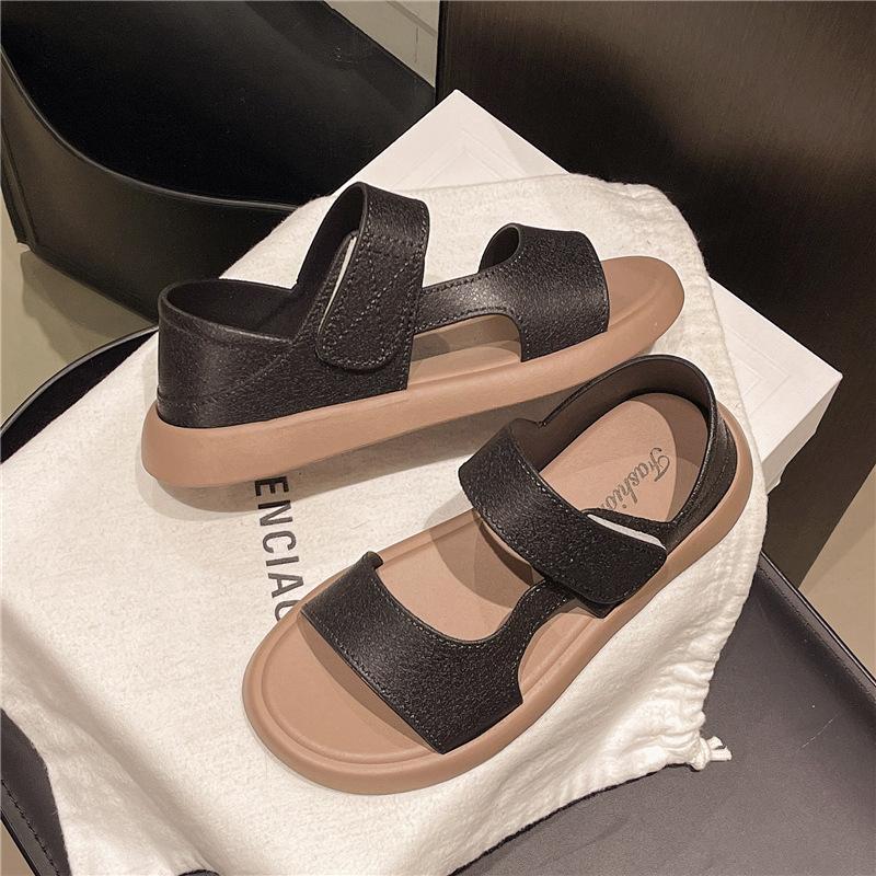 Flat-soled sandals women summer pregnant women wear soft-soled sports and leisure bags and beach Velcro sandals 36-37