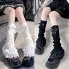 New Japanese Women Knitted Leg Warmer sweet Bow Tiered Ruffled Socks Girl Lace Lolita Socks Calf  Lace Leggings Warmers Women