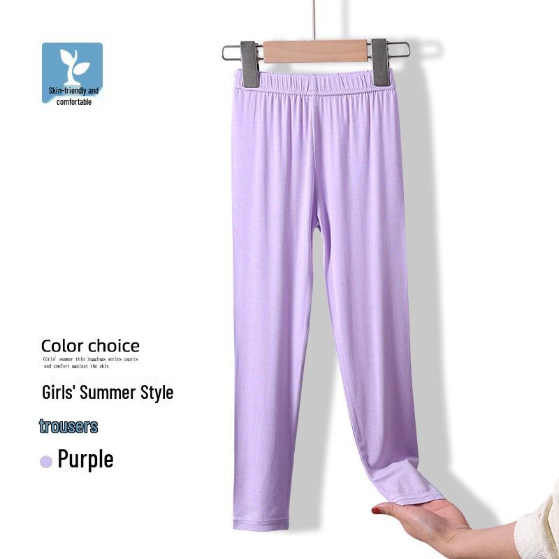 Girls' Modal Leggings for Spring/Summer - Black or White Dance Pants, Medium/Large Sizes