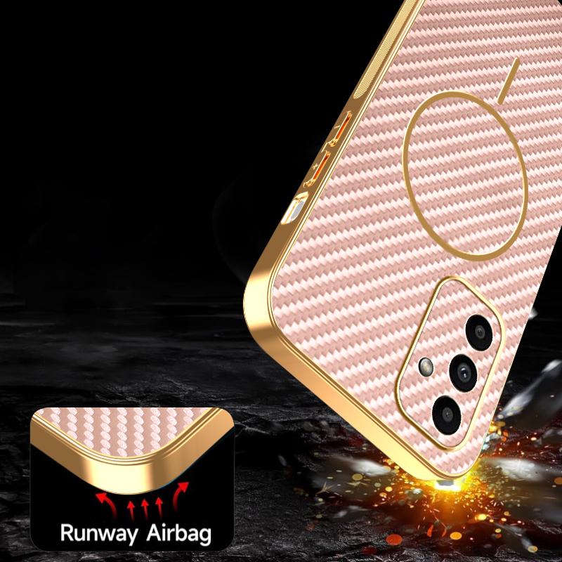 For Samsung Galaxy A15 5G Phone Case Carbon Fiber Textured Electroplated TPU Back Cover