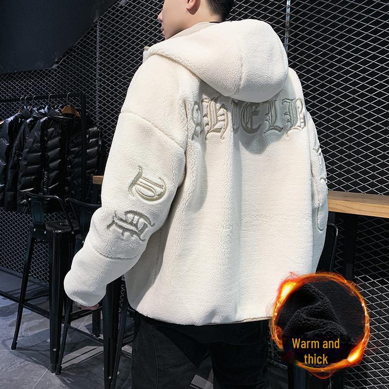 

Мужское зимнее шерстяное пальто 2022 года - утолщенный бархат, гонконгский стиль, подходит для учеников младших и старших классов, красивая хлопковая куртка L