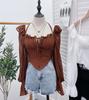 Pure Desire Style One-shoulder Strapless Halter Neck Flared Sleeve Shirt Women's Western Style Slim Slimming Irregular Short Clothes