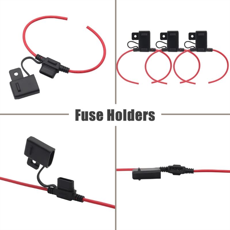 32V 30A Reusable Fuses Holder with 12 AWG Wire for Car Trucks Boats with Waterproof Caps Fuses Holder Quick Installation
