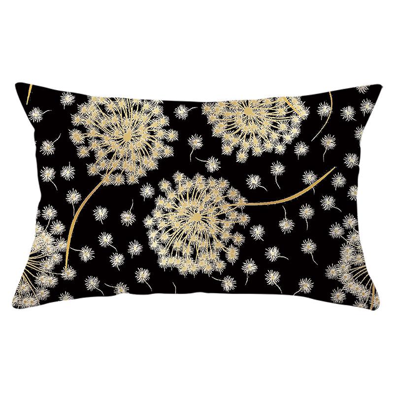 Black Gold Plant Series Waist Pillowcase Peach Skin Printed Sofa Pillowcase Home Fabric Supplies Pillowcase