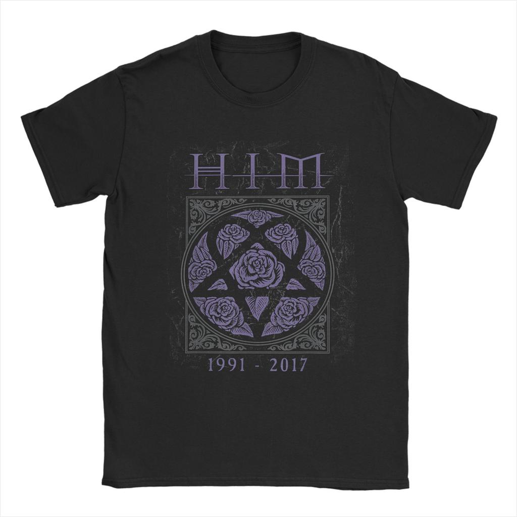 Ville Valo HIM Band Heartagram Pentagram Men T Shirt  Humorous Tee Shirt Short Sleeve Round Neck T-Shirt Cotton Classic Tops