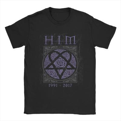 Ville Valo HeartGram Τριαντάφυλλα Him Μπλουζάκι Ανδρικό Βαμβακερό Αστεία Μπλουζάκια Κοντομάνικο Ρούχο Μεγάλου Μεγέθους