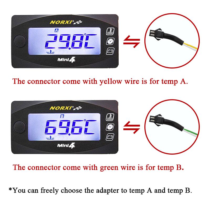 Motorcycle MINI 4 DUAL TEMP METER oil temp gauge cylinder temperature voltage time For cb500x nmax125 XMAX250 300