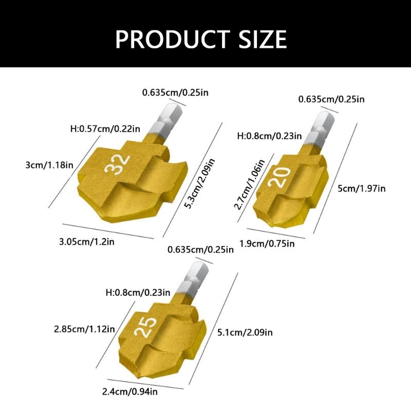 3 Stück Hochbelastbare PPRs Hebebohrer Rohrbohrer-Set mit Titanbeschichtung für reduzierten Widerstand Lange Lebensdauer