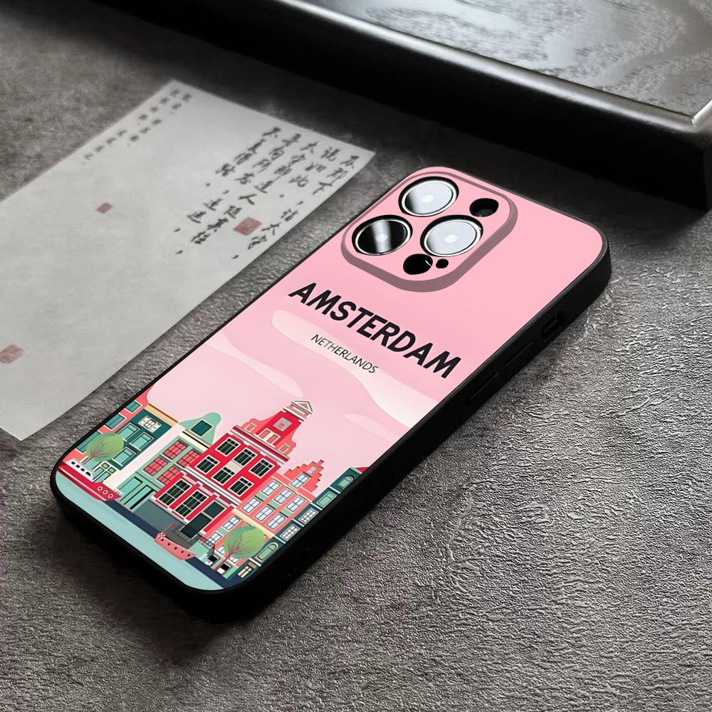 

Чехол для телефона с постером города Амстердама Для 14 Pro Max Для Apple Iphone 16 15 Po Max 12 Mini 11 13 Pro Xr X Xs 8 7 Plus Задняя крышка iPhone14