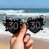 Birthday Party Glasses Fashionable Diamond-Encrusted Digital Pearl Love Men'S And Women'S Decorative Photo Sunglasses