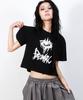 Deumakeu Eerie Logo Text Crop Short Sleeve Tee Black