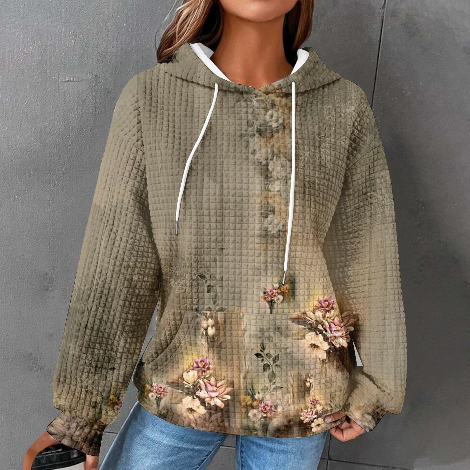 

Женские повседневные толстовки с капюшоном и шнурком с длинным рукавом и принтом, пуловер с карманами XXXXXL хаки