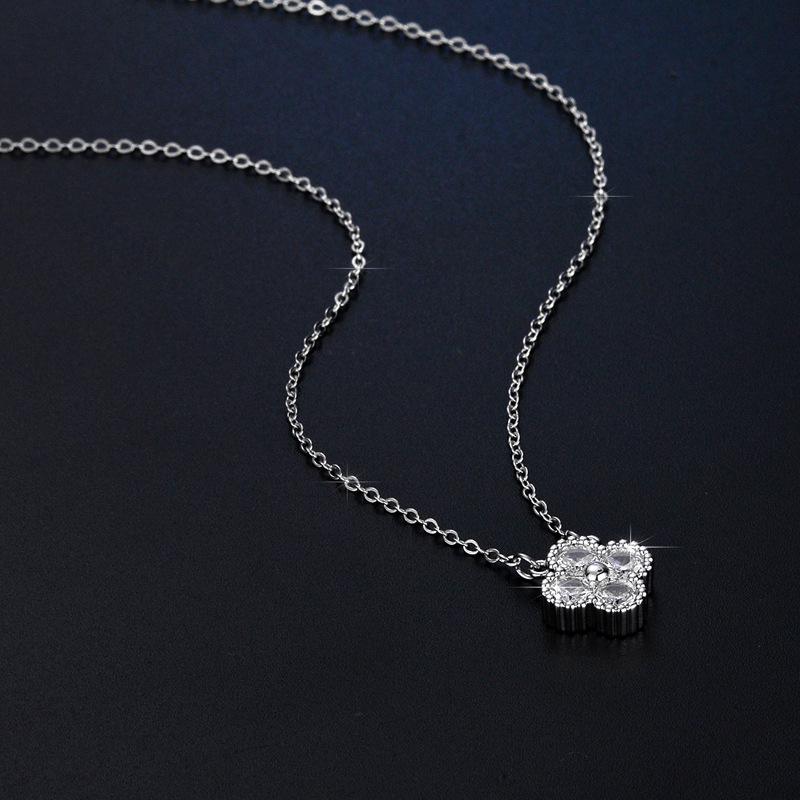 Elegant Moissanite Four-Leaf Clover Pendant Necklace - S925 Sterling Silver