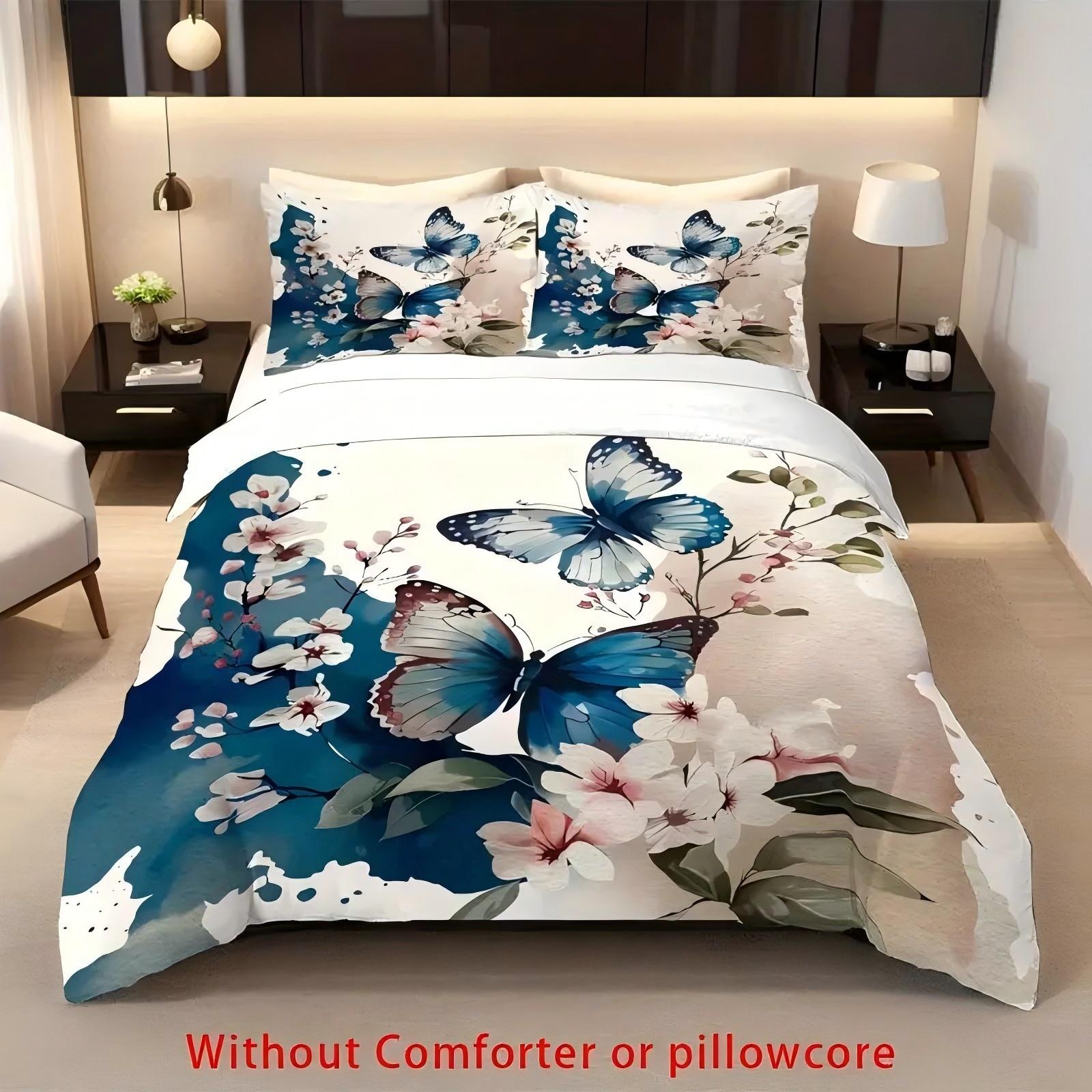 

Beautiful Butterfly Pattern 3D Printed Quilt Cover Elegance Simple Style Soft Bedding Cover Pillowcase Home Textiles Duvet Cover 135x200cm 2pcs