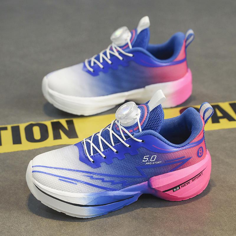 2025 spring new primary school physical education class running shoes Red Rabbit children's sports shoes soft-soled mesh rotating buttons