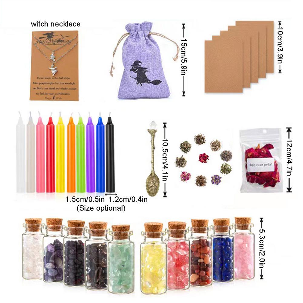 1SET Magic Witch Tool Kit Dried Flower Witchcraft Supplies Great Gifts Vanilla Candle Set For Spells Rituals Witchcraft Practice