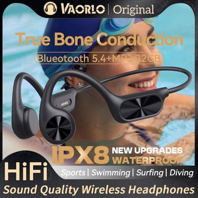 Cuffie wireless a conduzione ossea impermeabili IPX8 Bluetooth 5.4+32 GB RAM Lettore MP3 Musica HIFI Cuffie sportive da nuoto con microfono