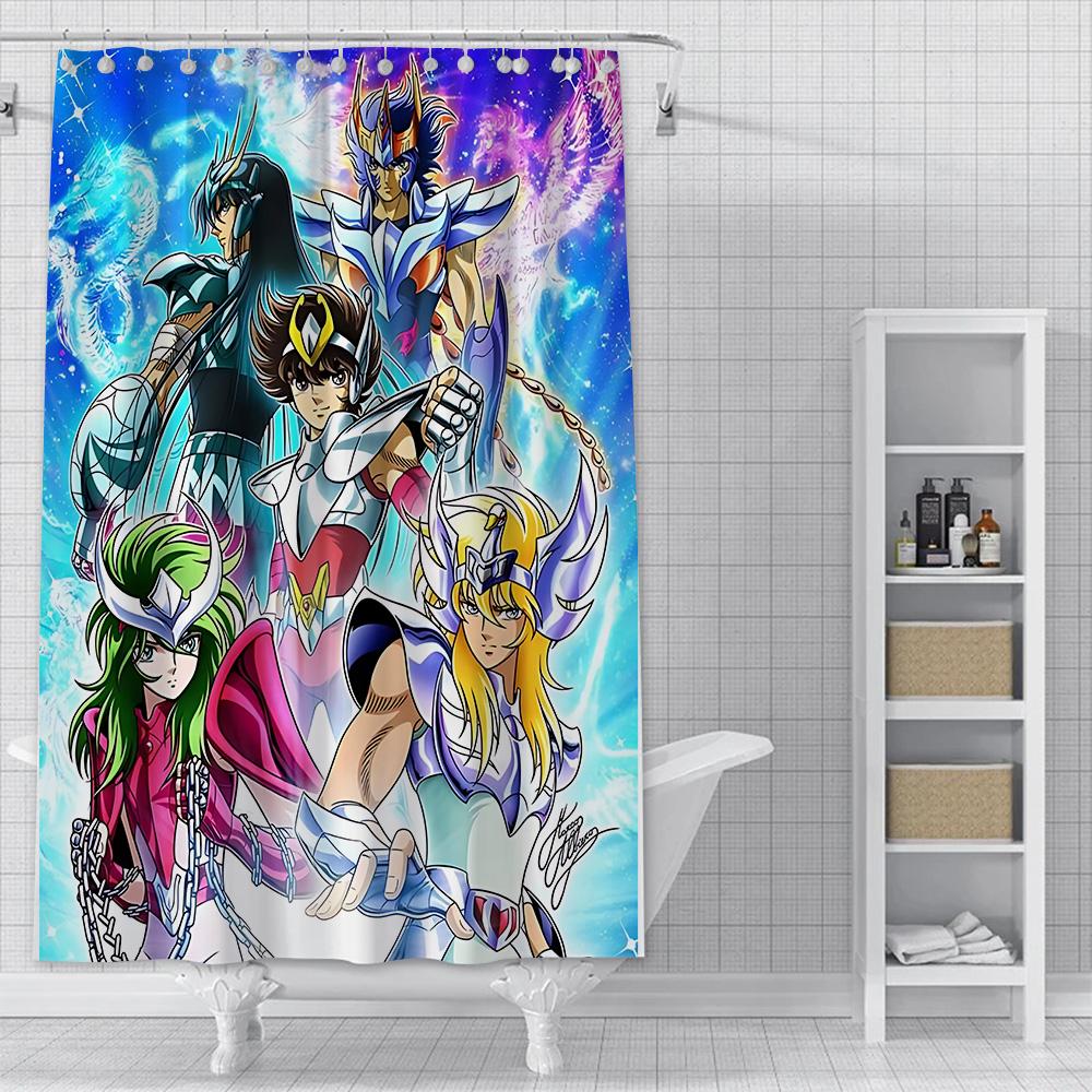 Shower Curtain Waterproof Polyester Fabric Paint Colorful Bath Curtains Saint Seiya Hyoga Shiryus Home Bathroom Decor With Hook