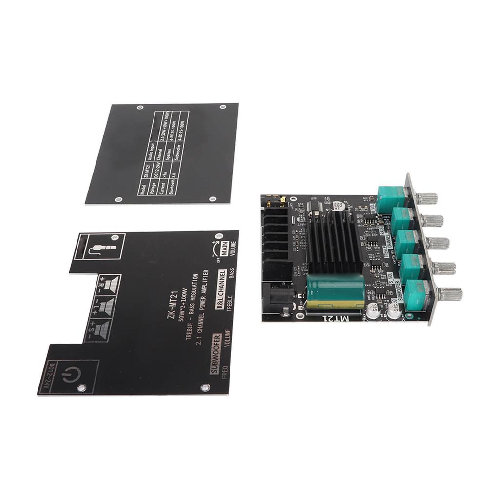 ZK MT21 Bluetooth Power Amplifier Board 2.1 Channel DC 12V‑24V Sound Power Amplifier Module for 20‑100W 4‑8 Ohm  Speaker