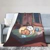 Soft Flannel Throw Blanket for Kids  Bubu  Dudu Playing Football Design Perfect for Couch Bed Picnic Sofa Decor