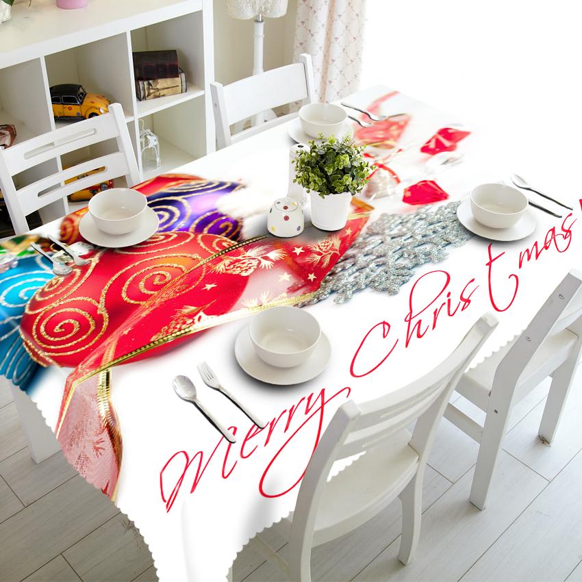 Tablecloth Christmas Ball Merry Christmas Gift Waterproof Thicken Rectangular And Round Table Cloth For Wedding