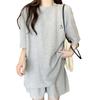 Elastic Korean Fashion [MaxWant] Women's 2-piece Set, T-shirt, Shorts, Summer, Loungewear, Sportswear, Waist, Cute, Comfortable, (JP, Alphabet, M,