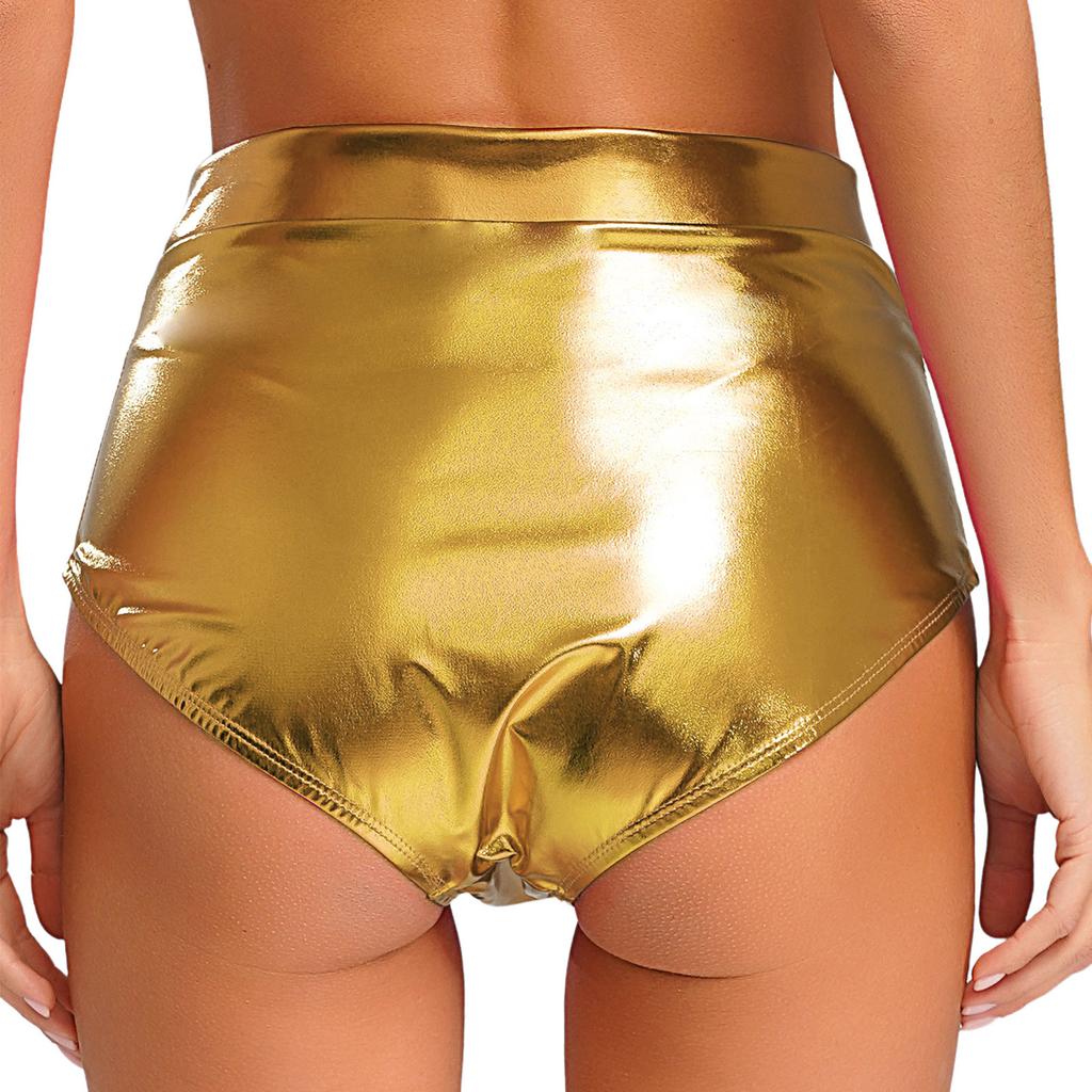 Women's Shorts Wetlook Hotpants Metallic Panties Shiny Stretch Dance Shorts Party Disco Night Club Costume