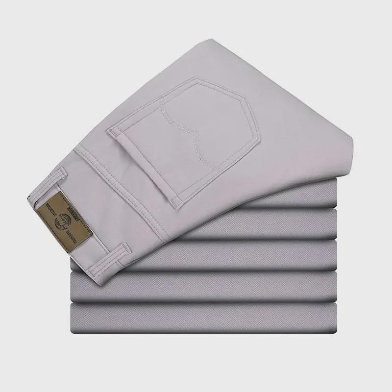 Men's Spring and Summer Solid Color Straight Slim Trousers - Korean Style, Large Size