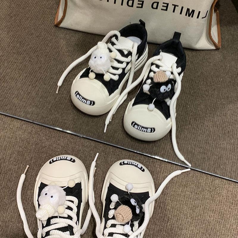 Dicke Sohle, runde Zehenpartie, süßes dekoratives Brett, Herbst mit atmungsaktivem Mesh, bequeme und vielseitige Freizeitsportschuhe, Frühling