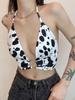 AltGoth Streetwear Y2k Cow Camis Women Dark Gothic Hollow Out Backless Crop Tank Top Harajuku Vintage Sexy Grunge Emo Alt Outfit