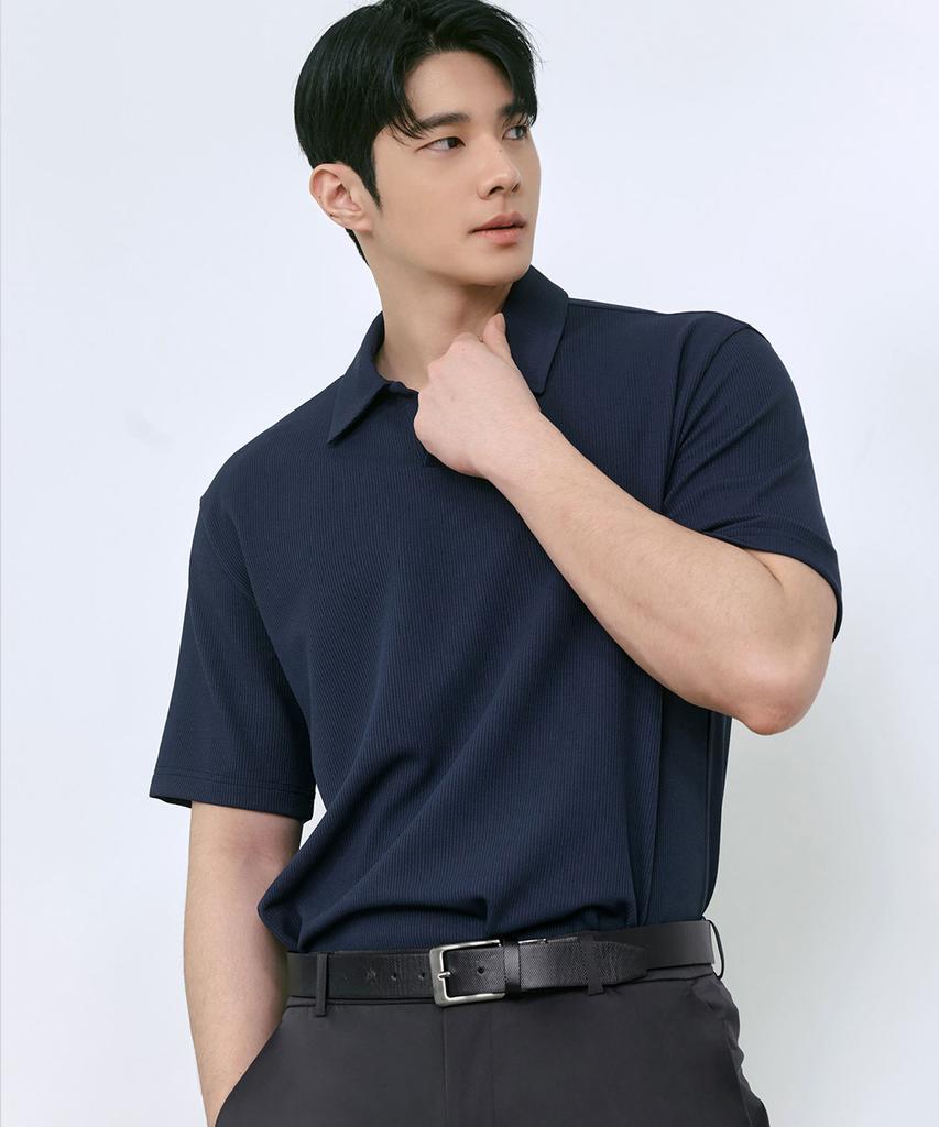 XEXYMIX Waffle Texture Open Collar Men'S Short Sleeve Xmk2Qs1102 (A Type)