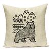 Black White Letter Cushion Cover Polyester Animal Bear Deer Stripes Pillow Case Sofa Bedroom Chair Home Decor Pillow Cover