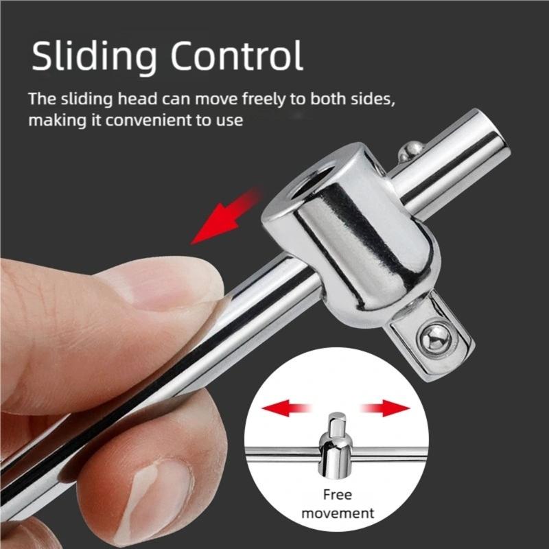 1/4" Drive Carbon Steel Sliding Handle Adapter 2 Pack Socket Wrench Extension For Tight Space Car Repair