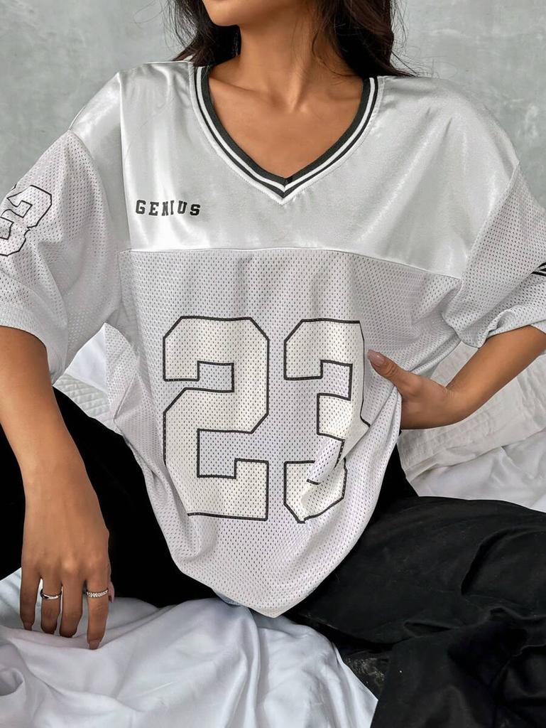 Summer New Los Angeles No.23 Letter Printed Women's Fashion Casual Shirt Street Hip Hop Cool Spicy Girl Top Y2K Super Large Tee