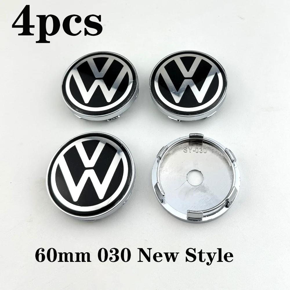 RUN1 Cache-moyeux de roue de voiture 4pcs 60mm avec emblème pour Volkswagen VW Polo Golf-4 5 6 7 MK5 CC Tiguan Passat MK6 MK7 Acc
