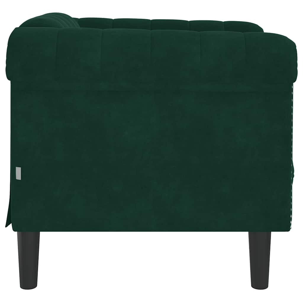 Armchair, Dark Green, Upholstered In Velvet