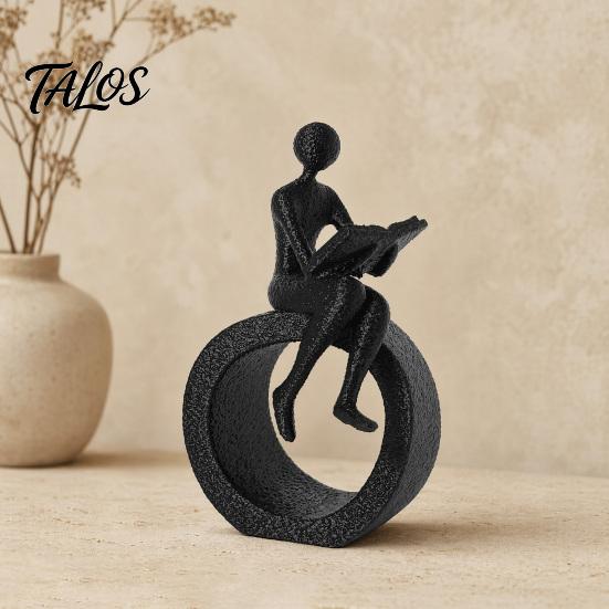 Talos 3D Printed Reading Figurine, Abstract Reader Statue for Home Decor, Modern Minimalist Sculpture Bookshelf Desk Office Ornament