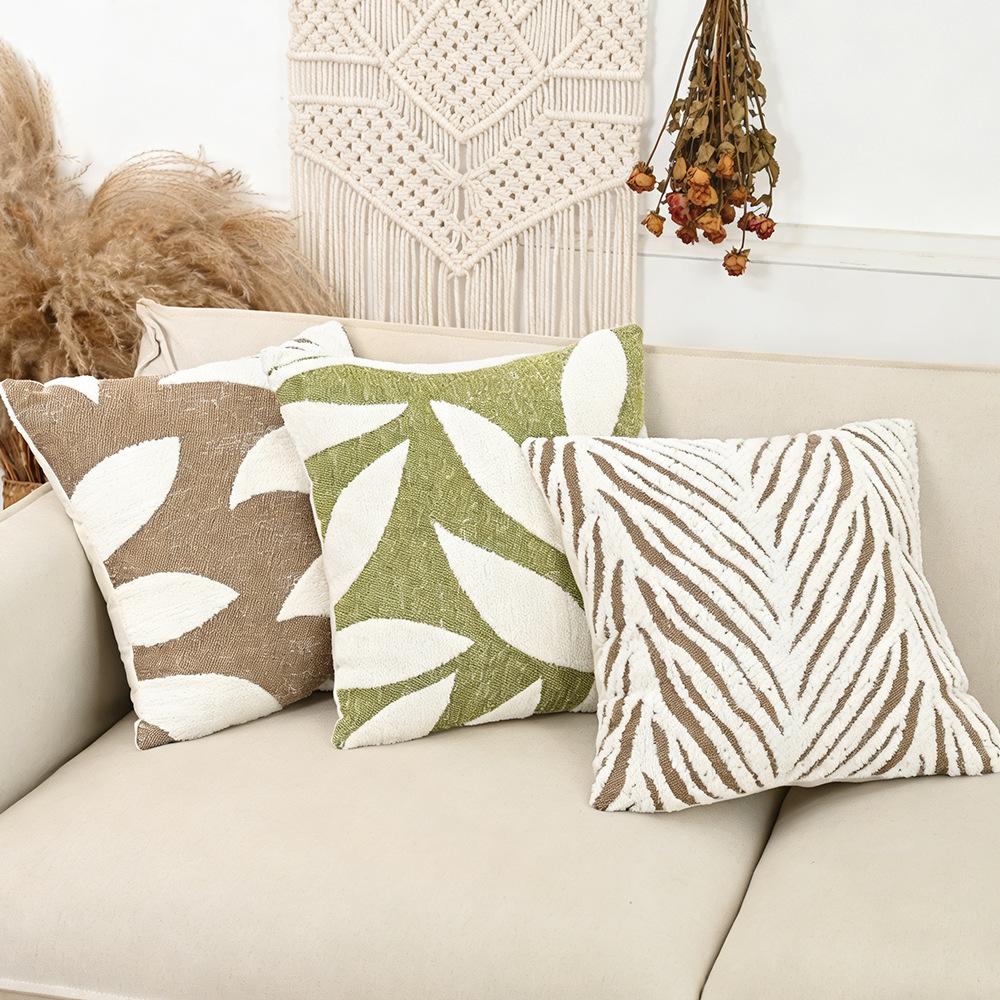 Jmg Clothing Unisex Bohemian Leaf Jacquard Throw Pillowcase Cojines Living Room Sofa Bedroom Square Pillow Cover Fabric Decoration Cushion Covers