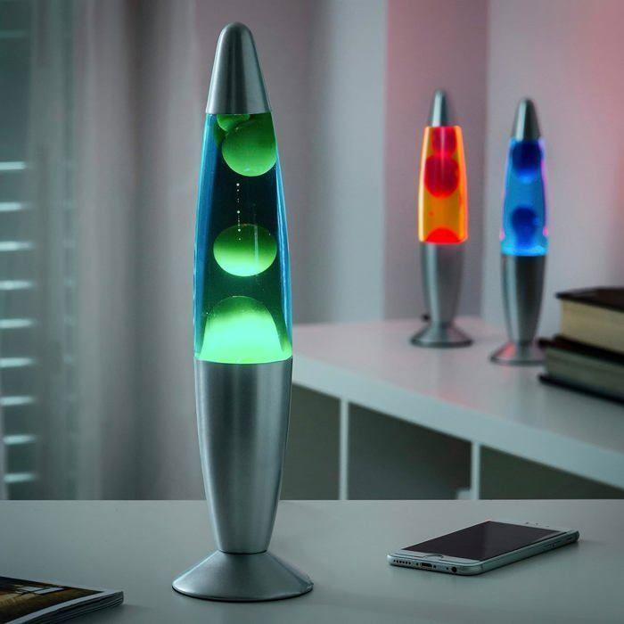 Lampe à Lave - CELLUSTOP - Magma - Bleu - Métal et Verre - 34x9 cm