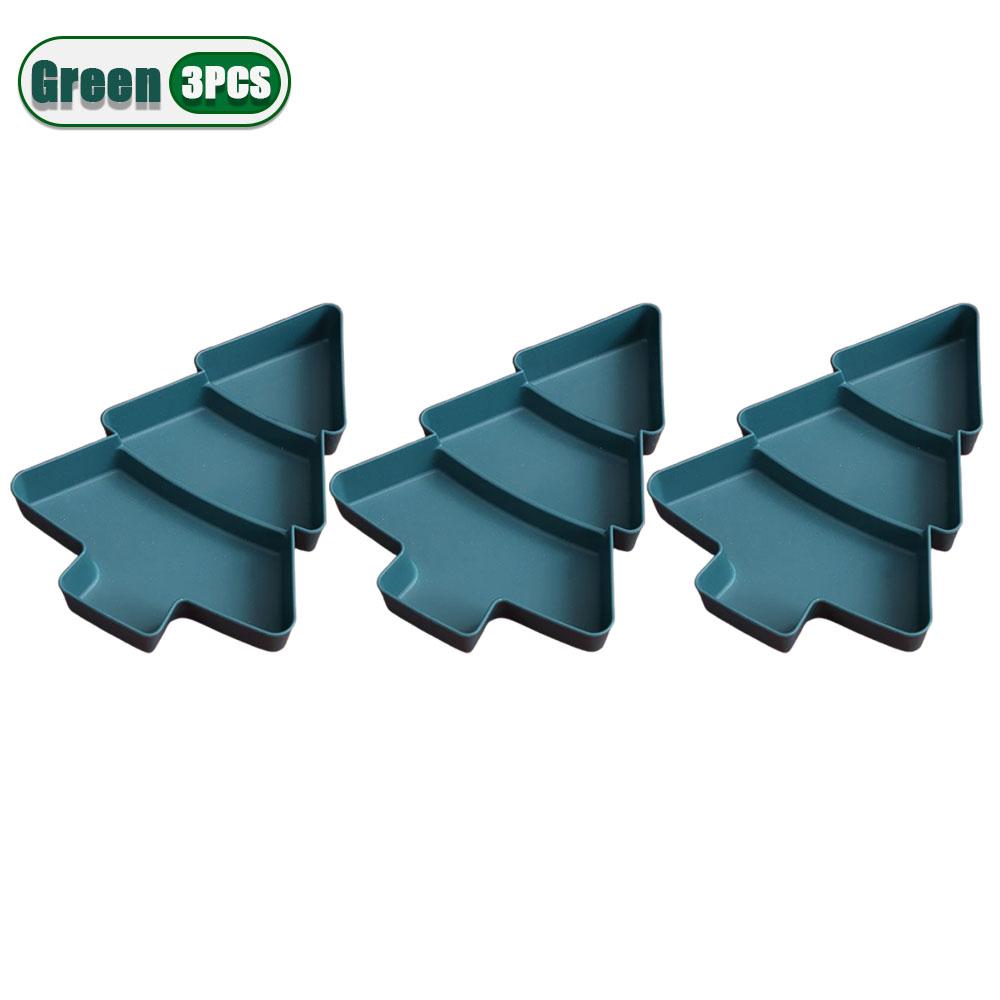 1-10PCS Christmas Plastic Candy Snack Plates Divided Fruit Plates Christmas Tree Shape Melon Seed Tray Home Party Decor