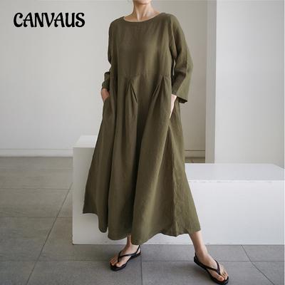 Φαρδύ μονόχρωμο φόρεμα μέχρι το γόνατο Φόρεμα με μεγάλη κούνια