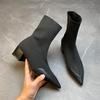 Pointed Thick Heel Short Boots Autumn and Winter New Heightening Thickened Warm Chelsea Boots Women