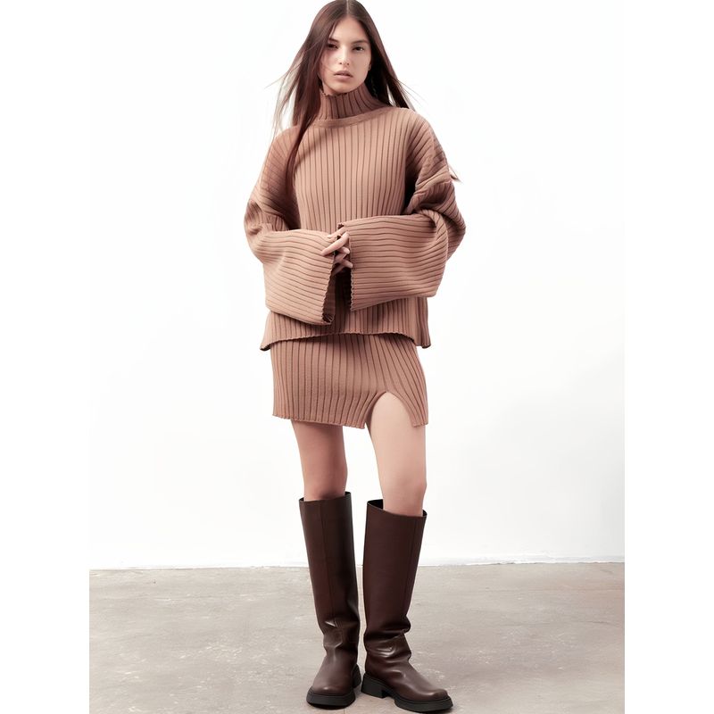 Romantic Love Charming French Atmosphere Gentle Elegant Lazy Sweater + Split Skirt Two-piece Set