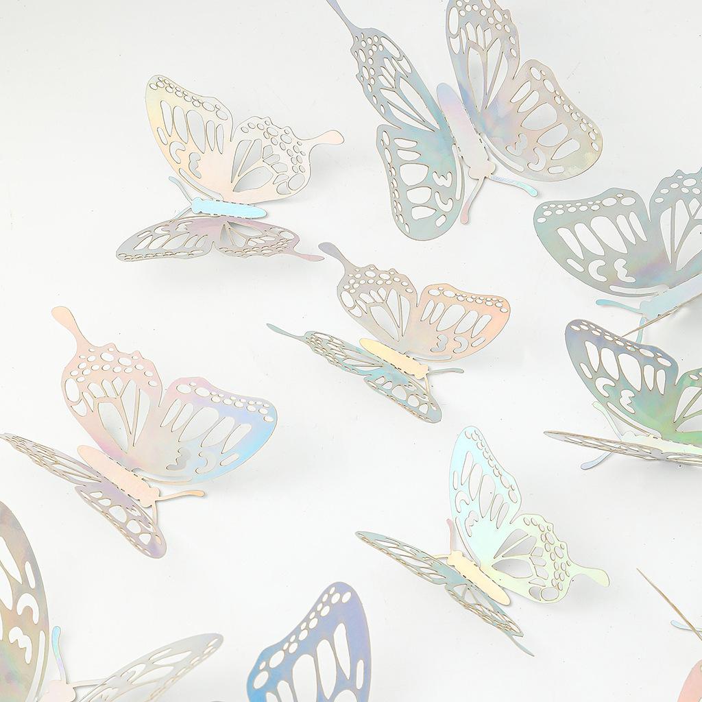 12Pcs Fashion 3D Hollow Butterfly Creative Wall Sticker Gold Butterfly Decorations for Butterfly Birthday Paper Butterfly