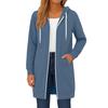 Felpa con cappuccio e zip oversize da donna, manica lunga, tunica, felpa, giacca autunnale casual, cappotto con tasca