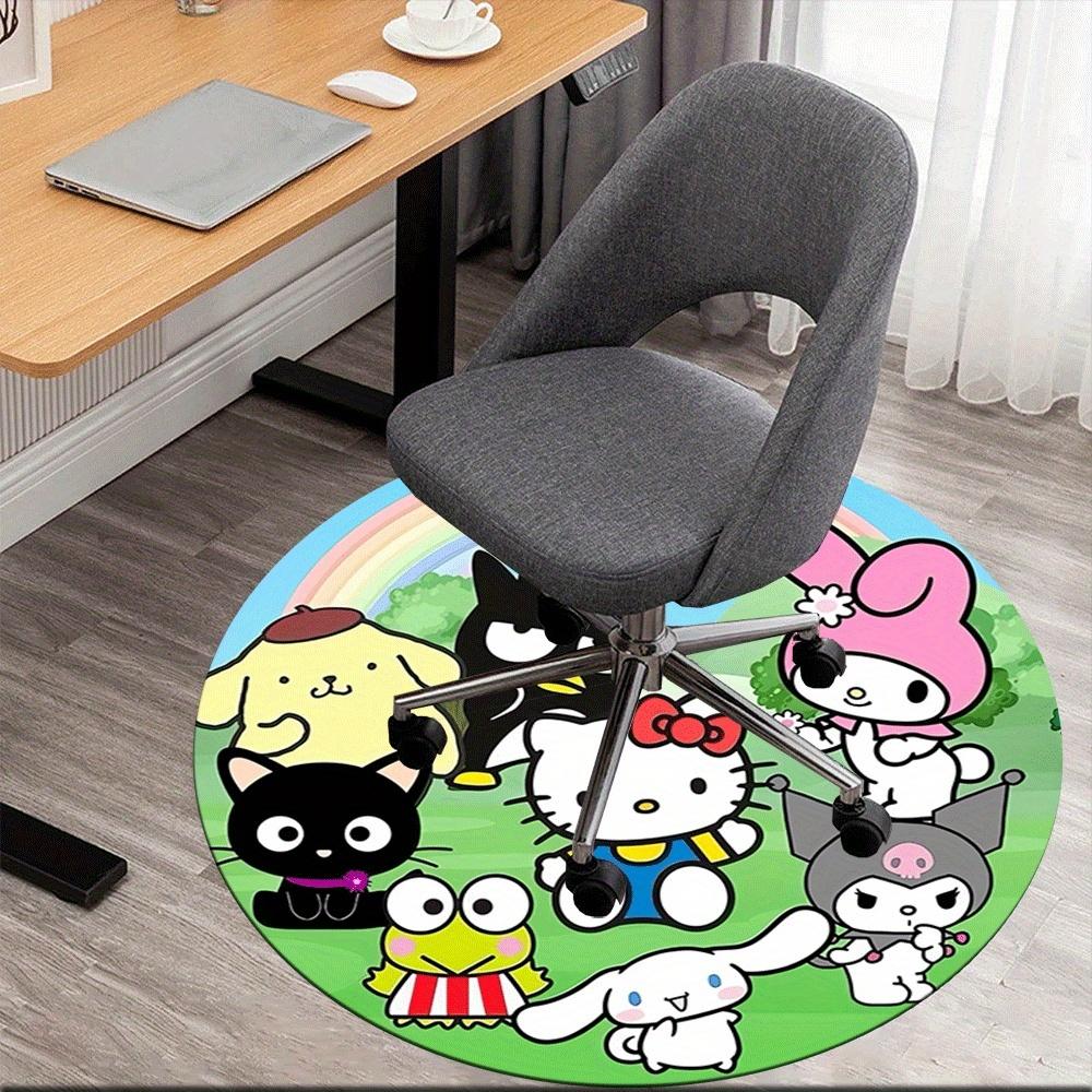 

1pc Adorable Sanrio Family Printed Office Chair Carpet Round Rug Under The Table, Perfect for Living Room, Bedroom, Kitchen, Non-slip Floor Mat 80cm by 80cm
