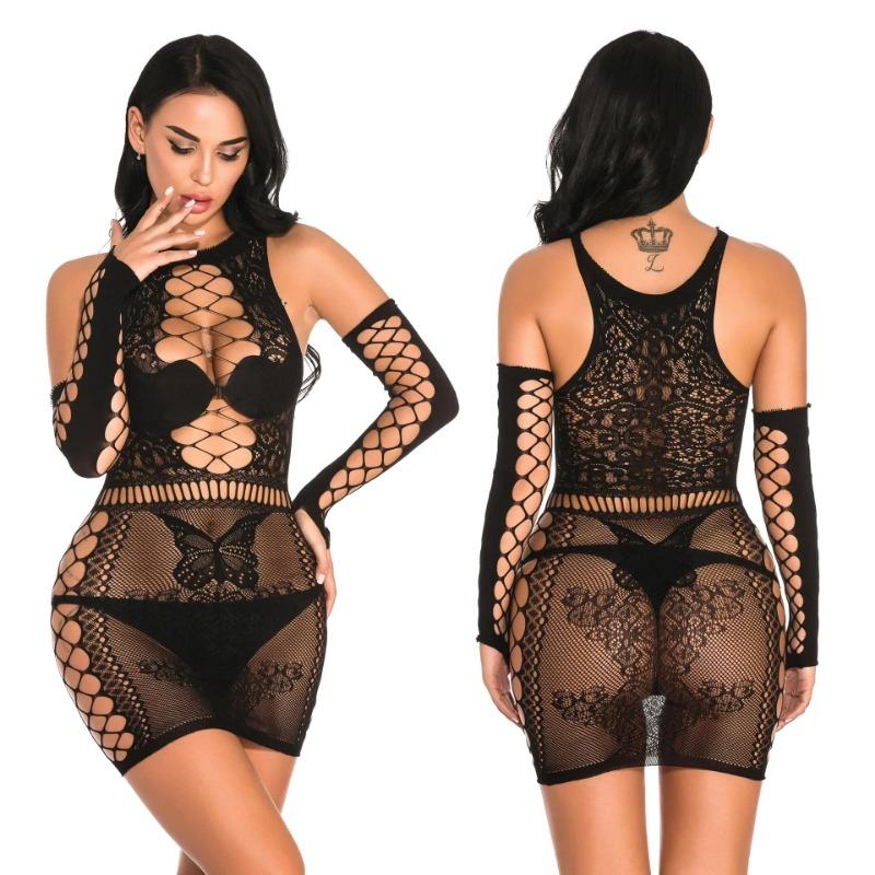 Fishnet Sexy Underwear Women Bodysuit Lingerie Leopard Single Leg Bodystockings Transparent Lace Erotic Lingerie Costumes