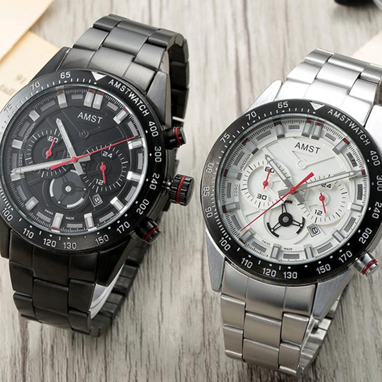 AMST Aimeishi Men's Waterproof Quartz Watch with Steel Band - High-Value Fashion Wristwatch