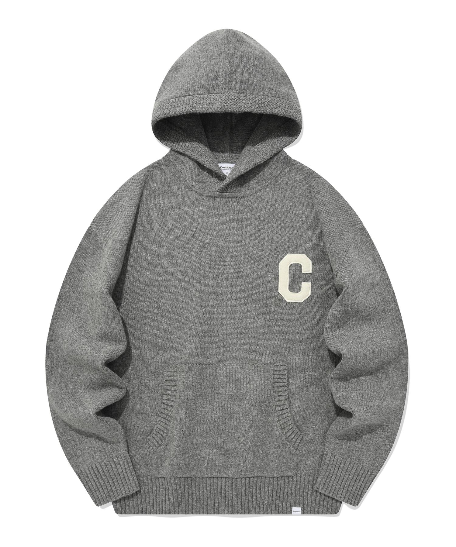 Covernat C Logo Lambswool Hoodie Knit Melange Gray Melange Gray/L